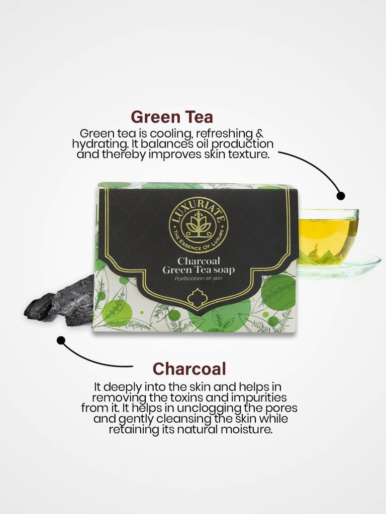 Charcoal and Green Tea Soap - LUXURIATECharcoal and Green Tea SoapSoapLUXURIATELUXURIATE