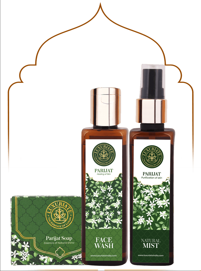 Parijat Skin & Bath Combo (Pack of 3) Soap, Face Mist, Face Wash - LUXURIATEParijat Skin & Bath Combo (Pack of 3) Soap, Face Mist, Face WashComboLUXURIATELUXURIATE