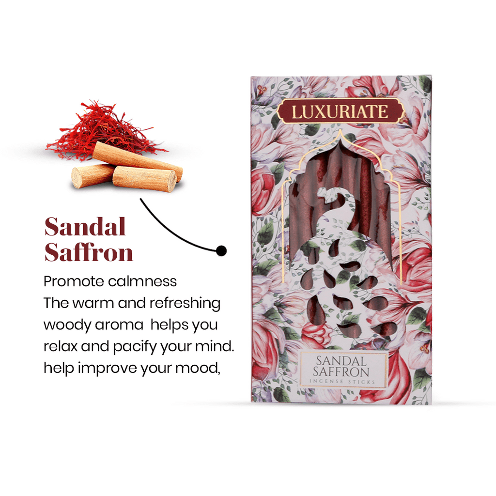 Sandal Saffron Bambooless Incense Pack of 2 - LUXURIATESandal Saffron Bambooless Incense Pack of 2ComboLUXURIATELUXURIATE