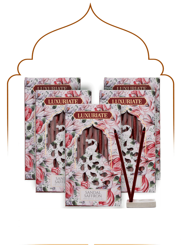Sandal Saffron Bambooless Incense Pack of 5 - LUXURIATESandal Saffron Bambooless Incense Pack of 5ComboLUXURIATELUXURIATE
