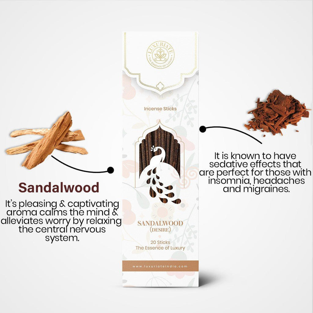 Sandalwood Incense Sticks Pack of 6 - LUXURIATESandalwood Incense Sticks Pack of 6ComboLUXURIATELUXURIATE