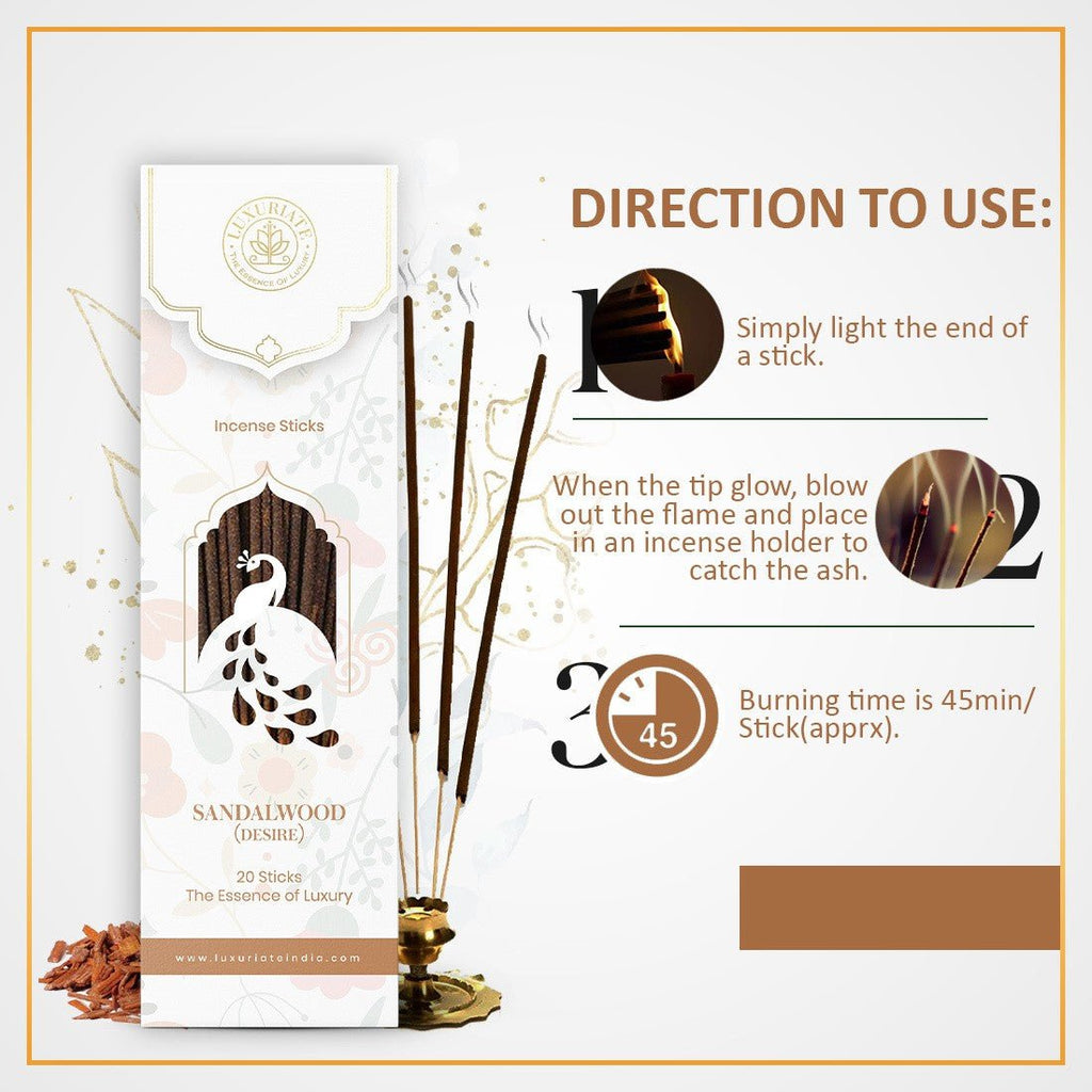Sandalwood Incense Sticks Pack of 6 - LUXURIATESandalwood Incense Sticks Pack of 6ComboLUXURIATELUXURIATE