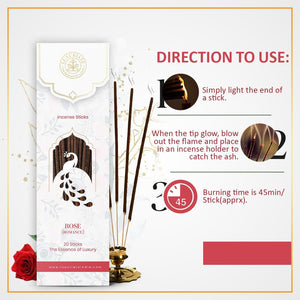 Rose Incense Sticks Pack of 3 - LUXURIATERose Incense Sticks Pack of 3ComboLUXURIATELUXURIATE
