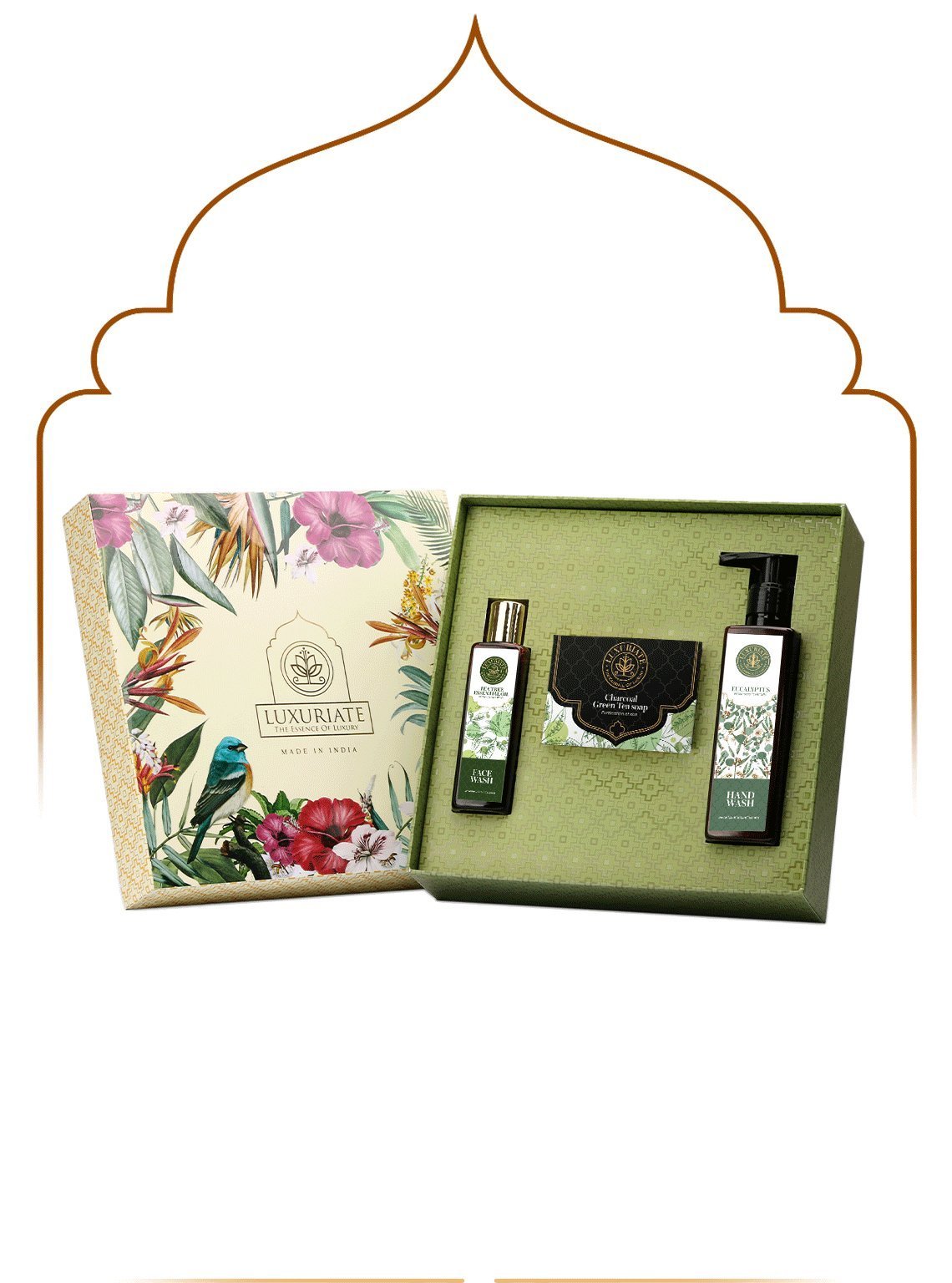 Gift Set - Charcoal Green Tea Soap, Tea Tree Face Wash, and Eucalyptus Hand Wash